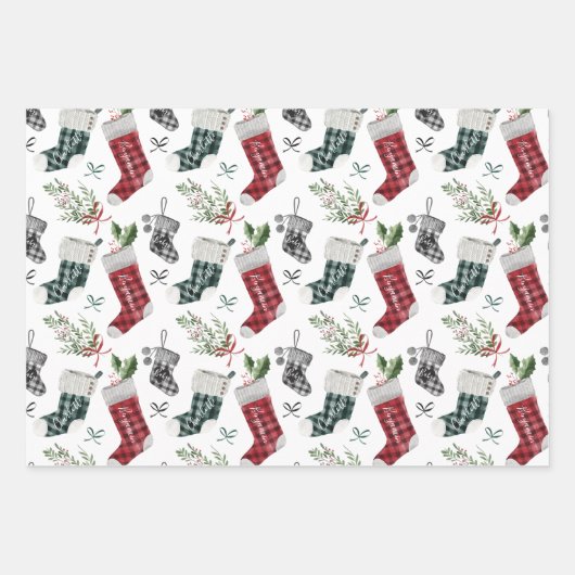 妊娠の発表の水の色の家族ストッキング ラッピングペーパーシート (正面)