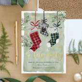 妊娠の発表の水の色の家族ストッキング 箔シーズンカード