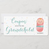 妊娠の発表の珊瑚のティール（緑がかった色）の女の赤ちゃん 案内状 (正面)