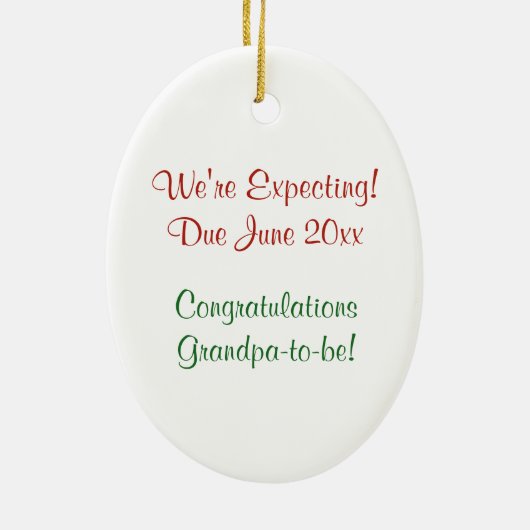妊娠の発表の祖父のオーナメントのクリスマス セラミックオーナメント (裏面)
