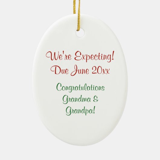 妊娠の発表の祖父母のクリスマス セラミックオーナメント (裏面)