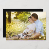 妊娠の発表をすぐに来るシンプルな優雅 案内状 (正面/裏面)