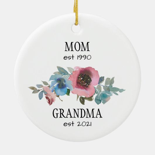 妊娠の発表をする母祖母 セラミックオーナメント (裏面)