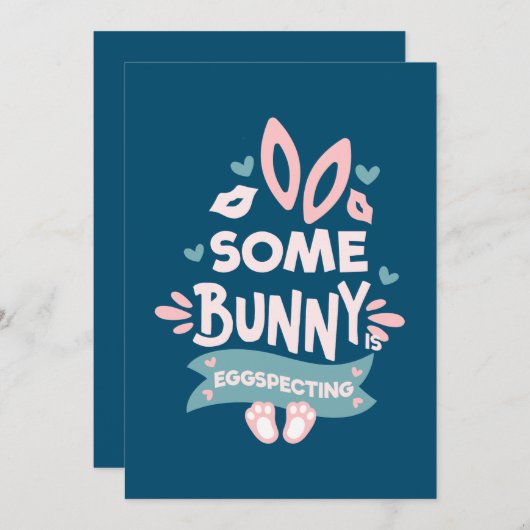 妊娠の発表イースターバニー シーズンカード (正面/裏面)