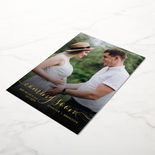 妊娠の発表クラシー金箔のオーバーレイ 箔シーズンカード (回転した状態)