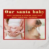 妊娠の発表クリスマス 箔シーズンカード (正面)