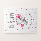 妊娠の発表ピンクバニー ジグソーパズル (横)