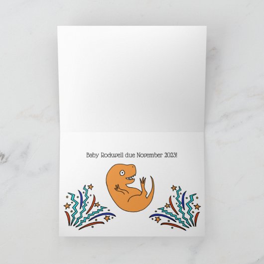 妊娠の発表ベビー発表恐竜 カード (内部)