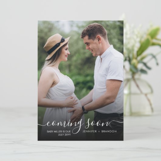 妊娠の発表古典的な書道が浮き上がった シーズンカード (スタンド正面)