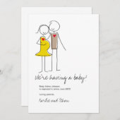 妊娠の発表、ニュートラルカラー 案内状 (正面/裏面)