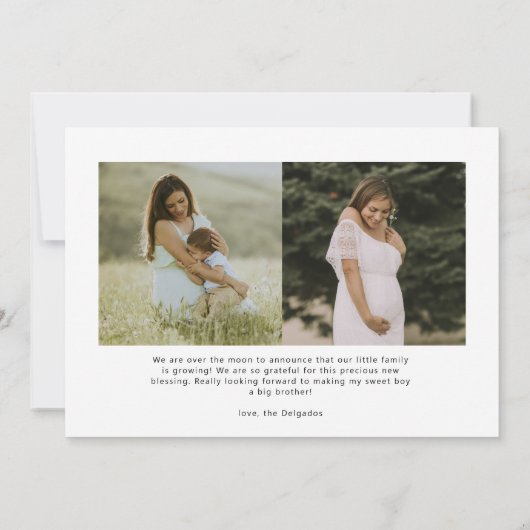 妊娠の発表 |来のハート 案内状 (裏面)