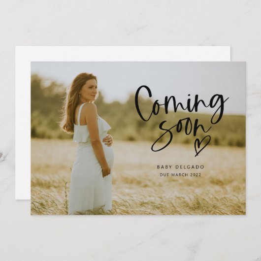 妊娠の発表 |来のハート 案内状 (正面/裏面)