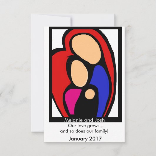 妊娠の発表 – 母、パパ、ベビー 案内状 (正面)