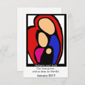 妊娠の発表 – 母、パパ、ベビー 案内状 (正面/裏面)