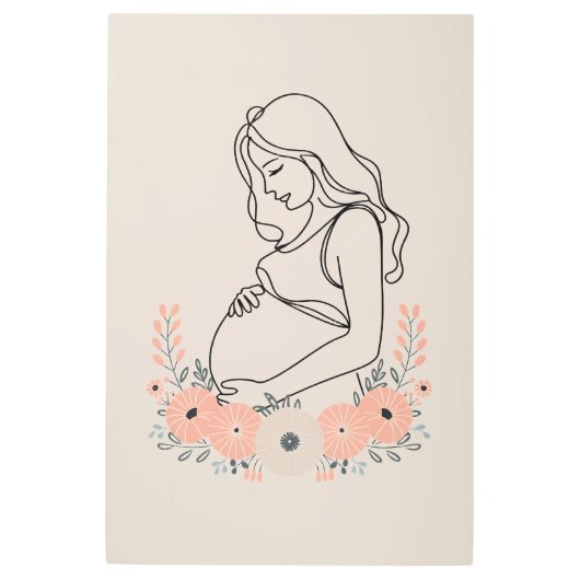 妊娠の静けさ ラインアート メタルプリント (正面)