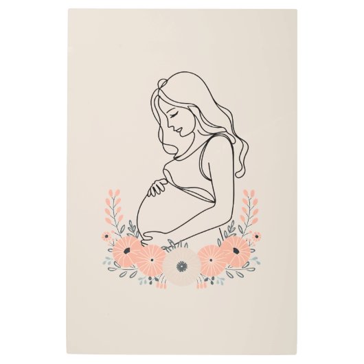 妊娠の静けさ ラインアート メタルプリント (正面)