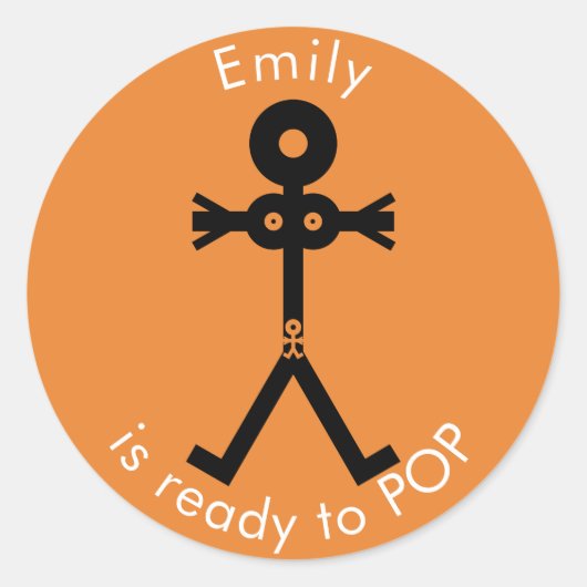 妊娠アイコンの準備ができていポップ・アートのる ラウンドシール (正面)