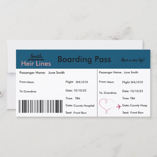 妊娠アナウンスメントカード旅行テーマ サンキューカード (正面)