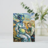 妊娠エイリアン医師の小麦畑への訪問 ポストカード (スタンド正面)