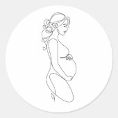 妊娠エレガントラインアートミニマリストステッカー ラウンドシール (正面)
