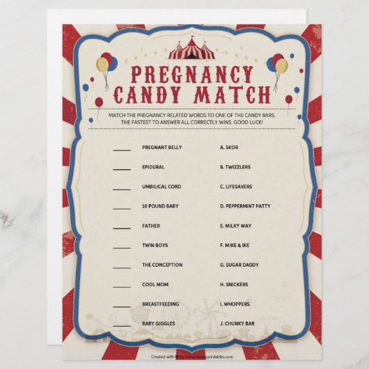 妊娠キャンディーマッチ[サーカステーマ] レターヘッド (正面/裏面)