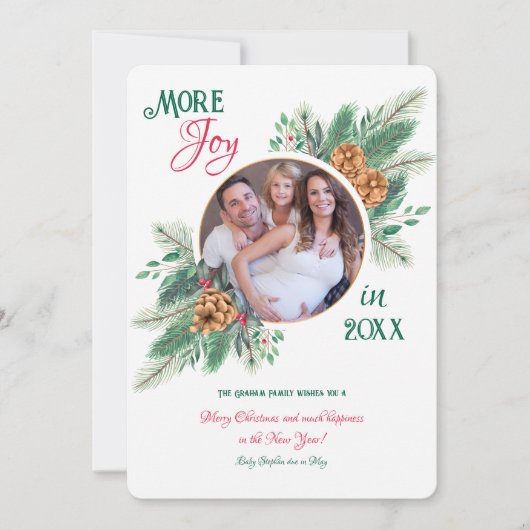 妊娠クリスマス写真お知らせ シーズンカード (正面)