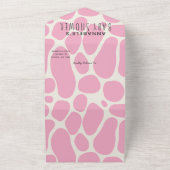 妊娠サウルス可愛いおもしろい恐竜の女の子の赤ちゃんシャワー オールインワン招待状 (外側)