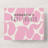 妊娠サウルス可愛いおもしろい恐竜の女の子の赤ちゃんシャワー オールインワン招待状 (裏面)