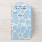 妊娠サウルス可愛いおもしろい恐竜の男の子の赤ちゃんシャワー オールインワン招待状 (外側)