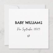 妊娠シンプル予告カードを表示する 案内状 (裏面)