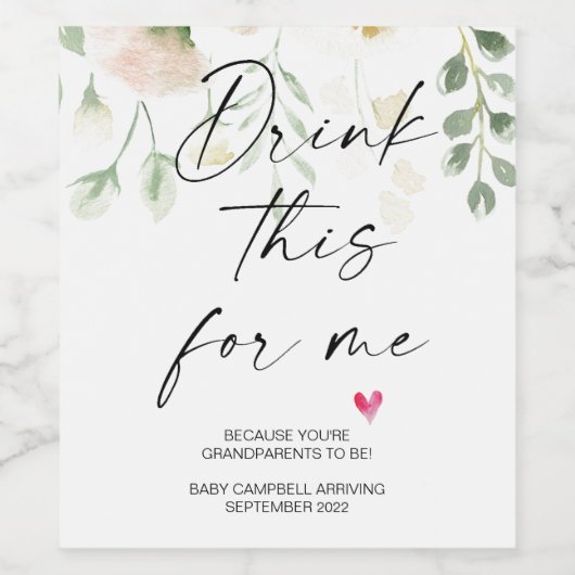 妊娠ドリンク私のためにこれをベビーリビールフローラ ワインラベル (シングルラベル)