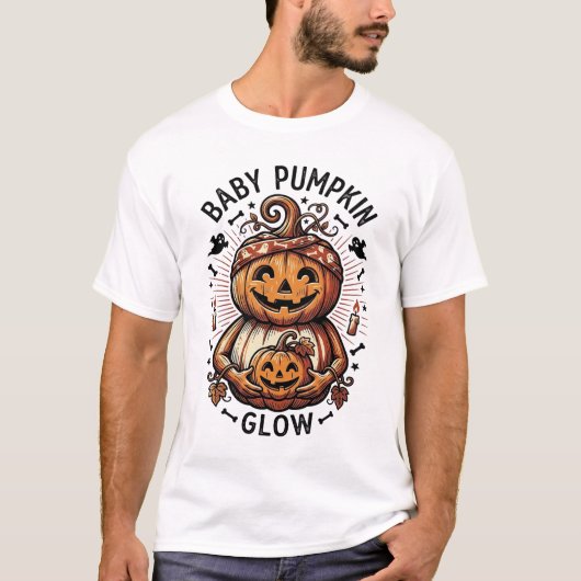 妊娠パンプキンシャツ ヴィンテージ ハロウィン マタニティ Tシャツ (正面)