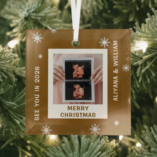 妊娠パーソナライズされたベビー ガラスオーナメント (インサイチュ)