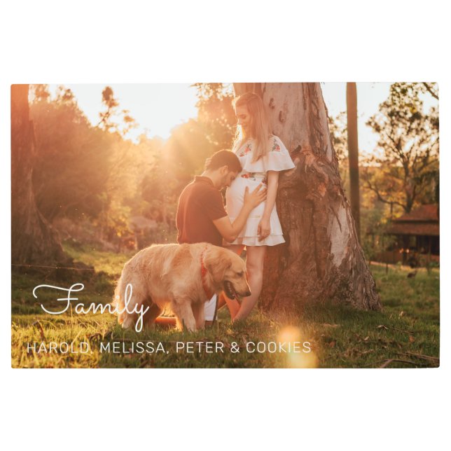 妊娠パーソナライズされた家族写真 メタルプリント (正面)