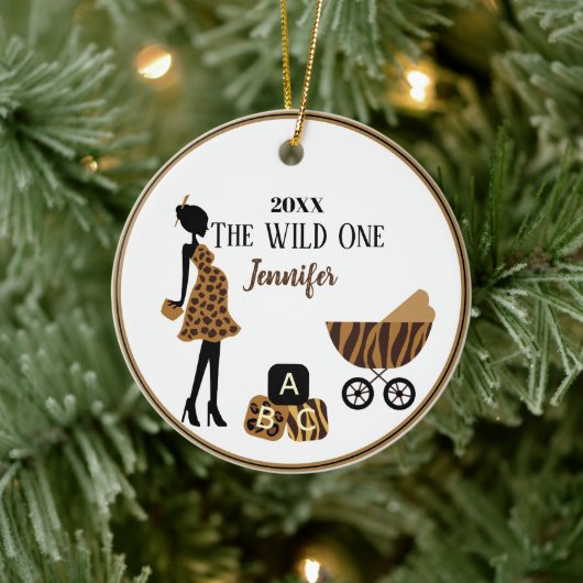 妊娠パーソナライズされた母オーナメントジャングル セラミックオーナメント (ツリー)