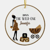 妊娠パーソナライズされた母オーナメントジャングル セラミックオーナメント (正面)
