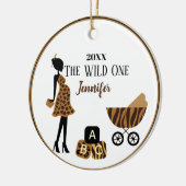 妊娠パーソナライズされた母オーナメントジャングル セラミックオーナメント (左)