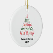 妊娠パーソナライズされた発表の奇跡 セラミックオーナメント (右)