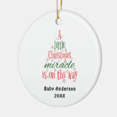 妊娠パーソナライズされた発表の奇跡 セラミックオーナメント (左)