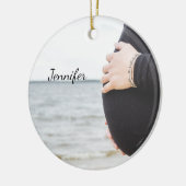 妊娠パーソナライズされた腹 セラミックオーナメント (左)