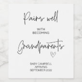 妊娠ベビーの発表祖父母 ワインラベル (シングルラベル)