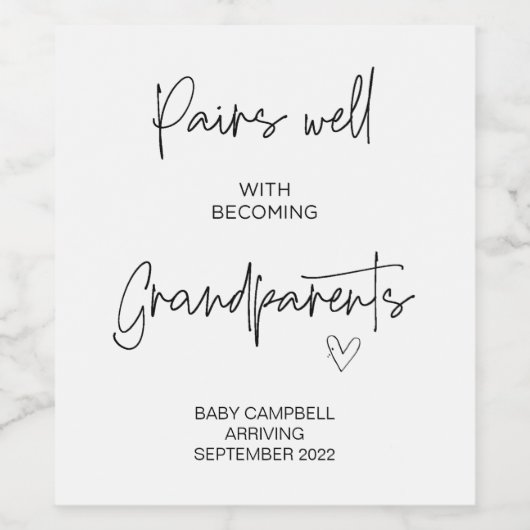 妊娠ベビーの発表祖父母 ワインラベル (シングルラベル)