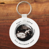 妊娠ベビーソノグラム超音波写真の期日 キーホルダー (正面)