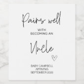 妊娠ベビー告知お母さんになる叔父 ワインラベル (シングルラベル)