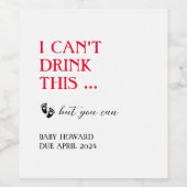 妊娠ベビー告知これ飲めない ワインラベル (シングルラベル)