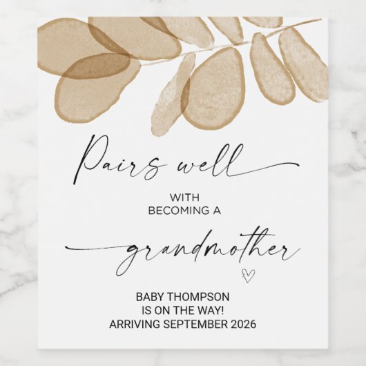 妊娠ベビー妊娠告知おばあちゃん ワインラベル (シングルラベル)