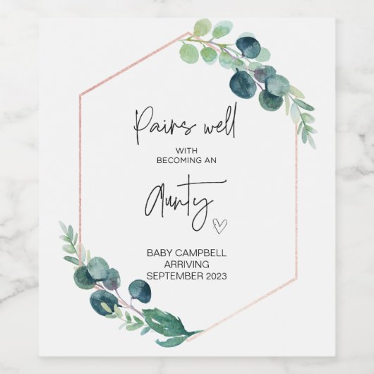 妊娠ベビー発表おばさん新しい叔母W ワインラベル (シングルラベル)