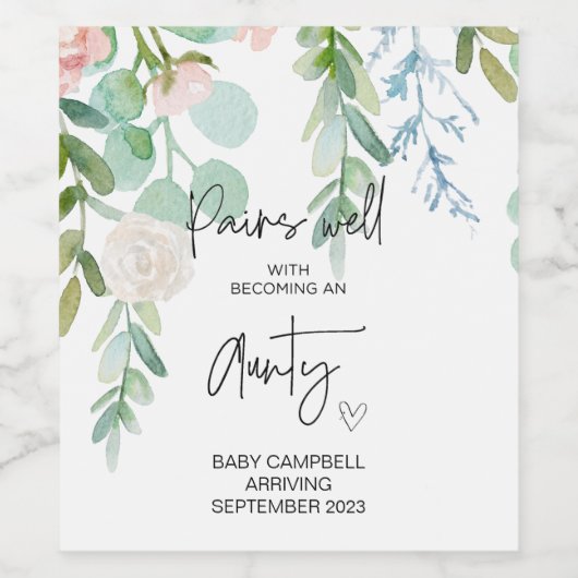 妊娠ベビー発表おばさん新しい叔母W ワインラベル (シングルラベル)