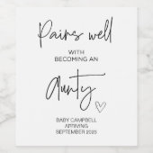 妊娠ベビー発表おばさん新しい叔母W ワインラベル (シングルラベル)