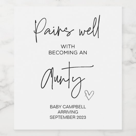 妊娠ベビー発表おばさん新しい叔母W ワインラベル (シングルラベル)